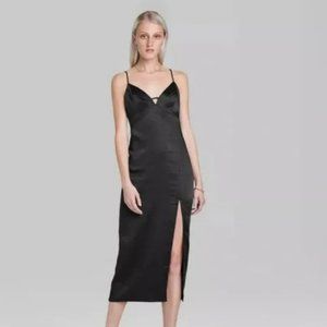 Wild Fable Black Silk Slip Dress